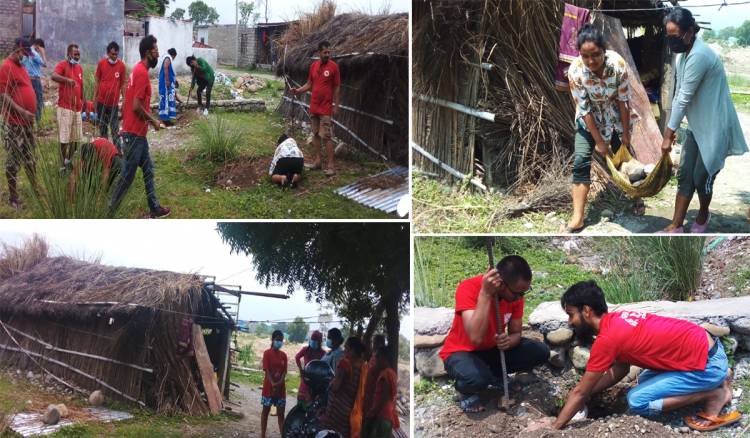 युवा सङ्गठन नेपाल रूपन्देहीेद्वारा सापकोटा दम्पतीको घर निर्माण कार्य सुरु
